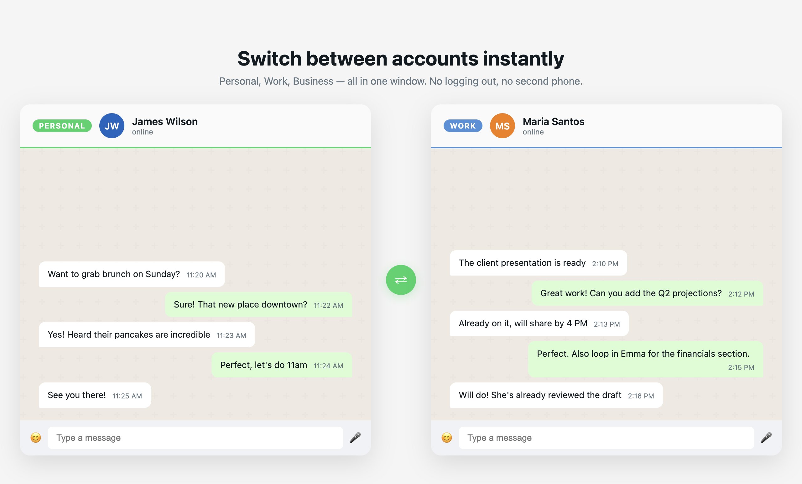 Switch between WhatsApp accounts instantly